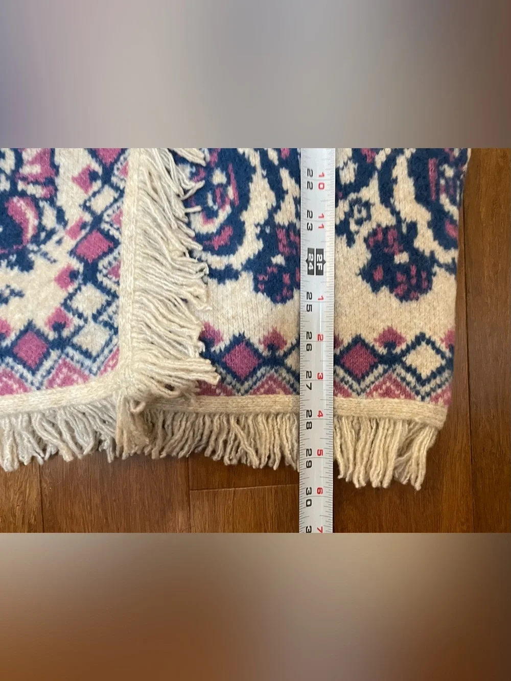 Hale Bob Sweater Jacket S Fringed HaisleyPink Blue Spectacular Cardigan